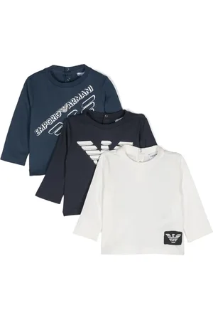 Emporio Armani Set de tres playeras con logo estampado