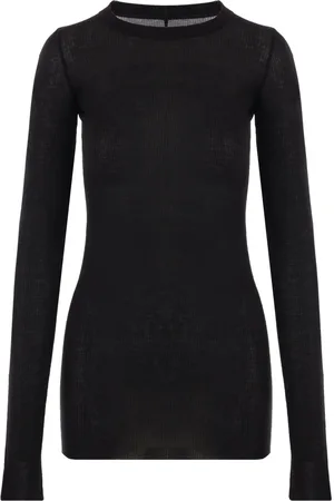 Rick Owens Top tejido de canalé manga larga