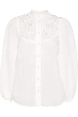 ZIMMERMANN Camisa de ramio con bordado floral