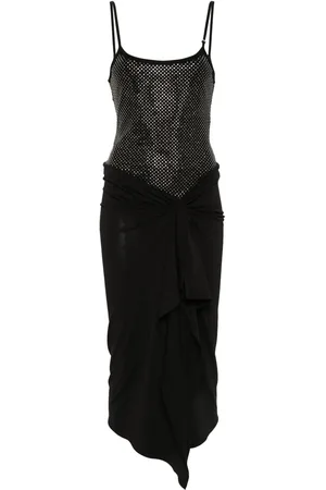 The Attico Vestido midi con detalles de strass