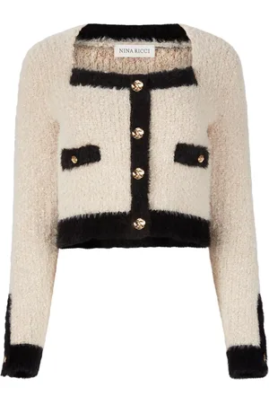 Nina Ricci Cárdigan de tweed con cuello cuadrado