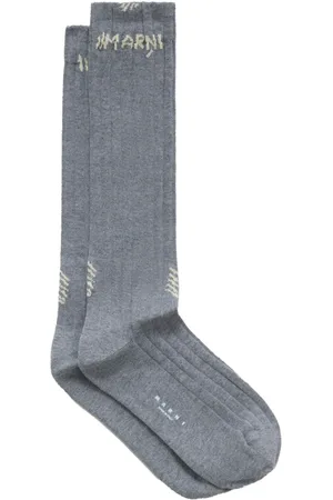 Marni Calcetines de canalé con logo en jacquard