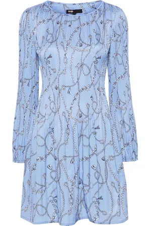 Maje Vestido corto plisado con cadenas estampadas