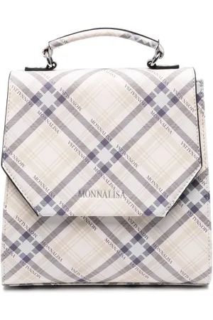 MONNALISA Mochila con letras del logo y cuadros tartán