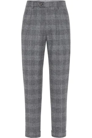 Brunello Cucinelli Pantalones de vestir con cuadros estampados