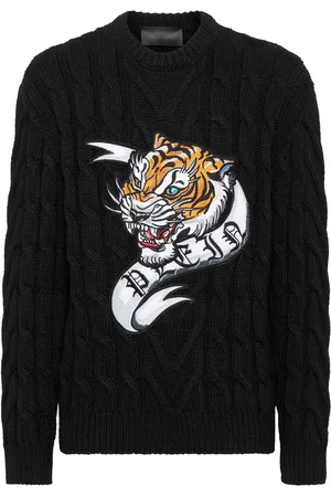Philipp Plein Suéter con aplique de tigre