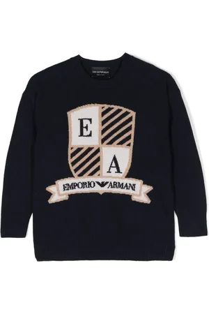 Emporio Armani Suéter con cuello redondo y logo en intarsia
