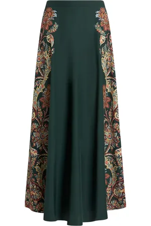 Etro Falda midi de seda con estampado de cachemira