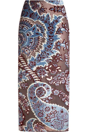 Etro Falda midi de terciopelo con motivo en jacquard