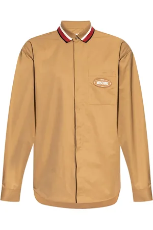 Moschino Camisa con detalle de rayas y parche del logo
