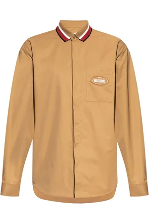 Moschino Camisa con detalle de rayas y parche del logo