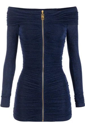 Elisabetta Franchi Vestido con hombros descubiertos y placa del logo