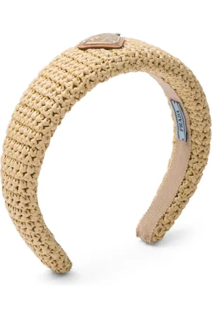Prada Diadema tejida de crochet con logo triangular
