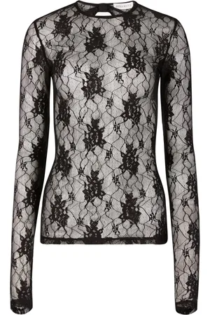 Nina Ricci Top con espalda abierta y encaje floral