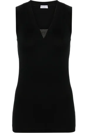 Brunello Cucinelli Camiseta con detalle de cadena Monili