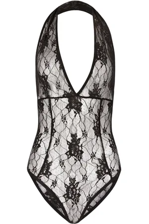 Nina Ricci Body con cuello halter y encaje floral