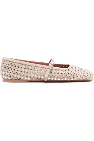 Amina Muaddi Flats Ane con detalles de cristal