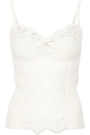 ERMANNO SCERVINO Top con escote corazón y encaje floral