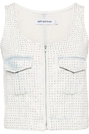 Self-Portrait Top con apliques de strass