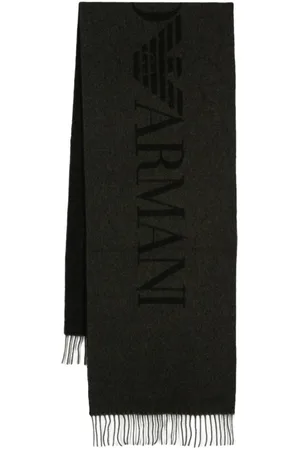 Emporio Armani Bufanda con logo en jacquard y flecos