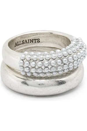 AllSaints Set de dos anillos con detalle de mostacillas