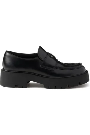 Prada Mocasines con efecto cepillado y tacón de 50mm