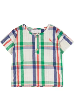 Bobo Choses Camisa con logo bordado y motivo de cuadros Madras