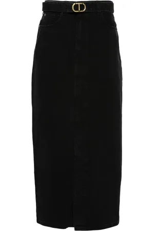 Twin-Set Falda midi de mezclilla con cinturón