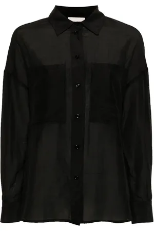 SEMICOUTURE Camisa semitransparente con bolsillos en el pecho