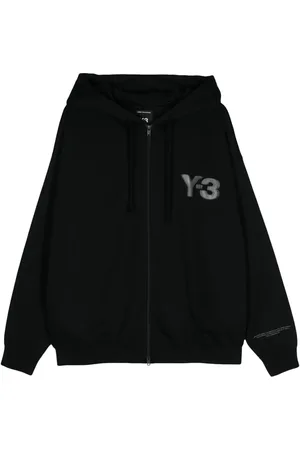 Y-3 Hoodie con cierre y logo estampado
