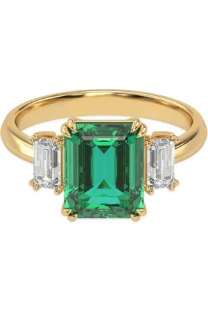 VEYNOU Anillo Eden en oro amarillo reciclado de 14kt con diamantes y esmeralda