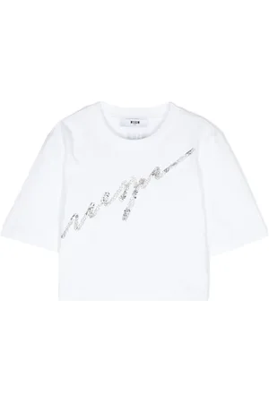 Msgm Playera con logo de lentejuelas