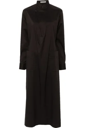 Issey Miyake Vestido camisero midi con cuello mao