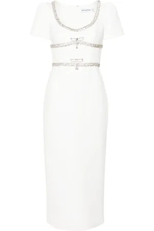 Self-Portrait Vestido midi con detalles de cristal