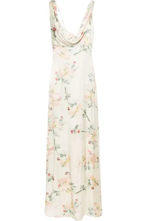 Totême Vestido largo con efecto satinado y estampado floral