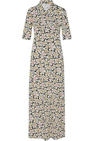 ROSETTA GETTY Vestido largo con cuello de playera tipo polo y estampado floral