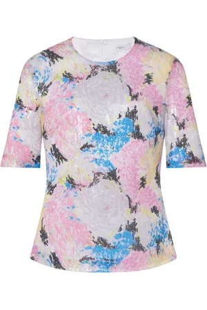 ROSETTA GETTY Playera bordada con lentejuelas y estampado floral