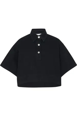 ROSETTA GETTY Playera tipo polo de mezclilla corta