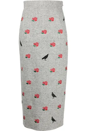 Thom Browne Falda lápiz con bordado de rosa