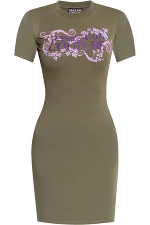 VERSACE Vestido estilo playera con logo estampado