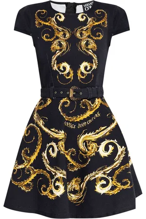 VERSACE Vestido con cinturón y estampado Barocco
