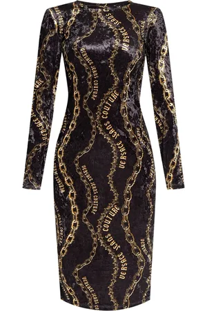 VERSACE Vestido midi con estampado Chain Couture