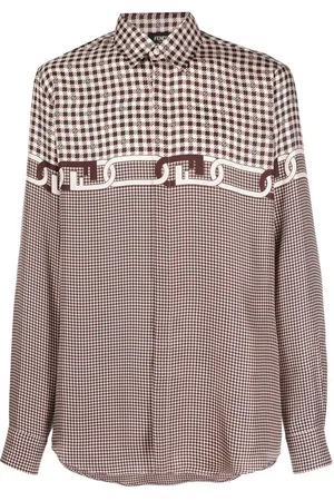 Fendi Camisa de seda con motivo de cuadros gingham