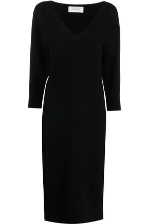 Sportmax Vestido midi de cachemira con cuello en V