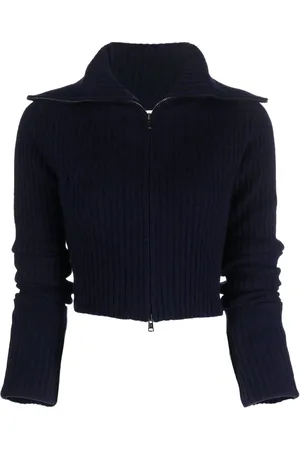 Sportmax Suéter tejido de canalé con cuello italiano