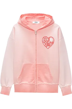 Msgm Hoodie con corazones estampados y cierre