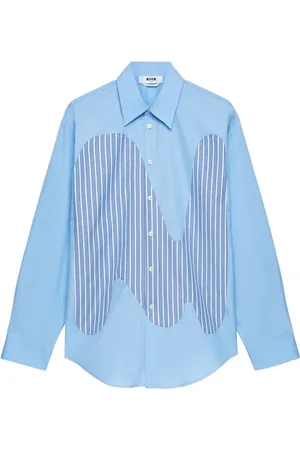 Msgm Camisa con botones y panel a rayas