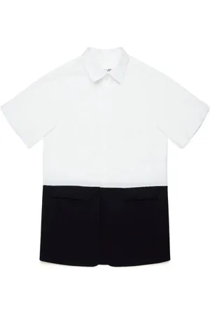 Maison Margiela Vestido manga corta con diseño de dos tonos