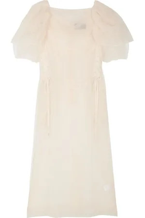 Simone Rocha Vestido midi de tul con detalle de corset
