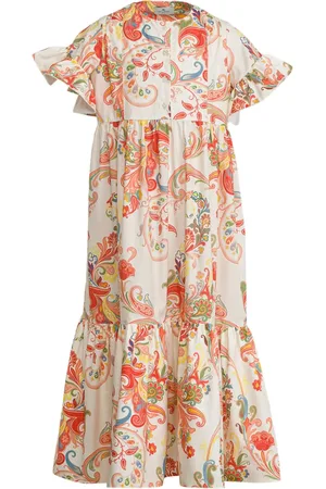 Etro Vestido con volantes y estampado de cachemira